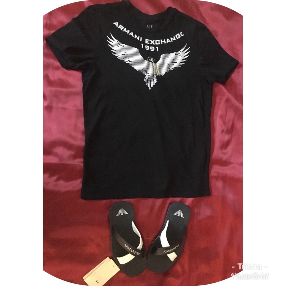 Armani classic tee(S) & junior (sz 34) flip flops